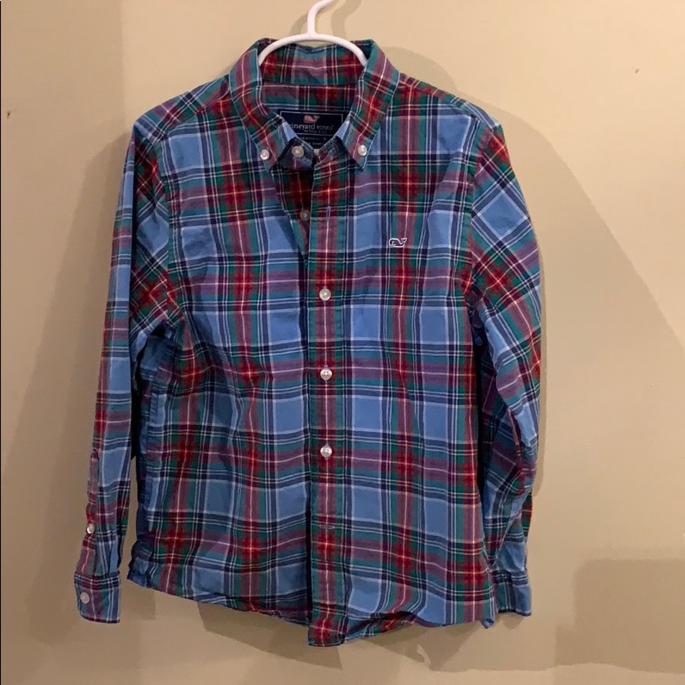 Boys plaid vineyard vine whales button down
